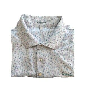 Peter Millar Summer Comfort Cocktail Print Polo Shirt L Golf Performance Stretch